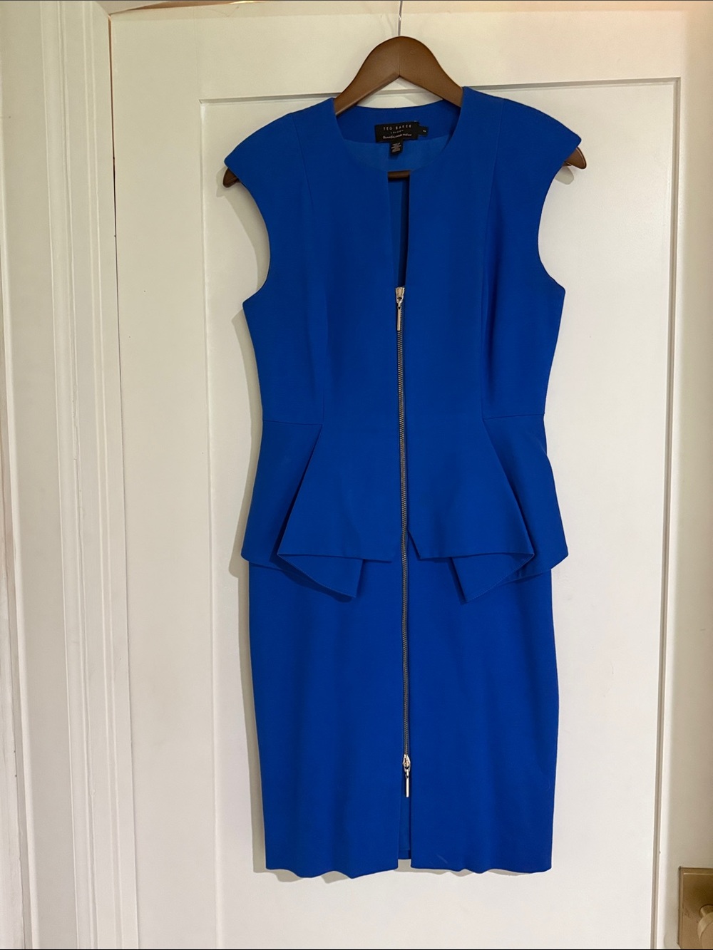 Ted Baker London Electric Blue Peplum Zip Front Dress